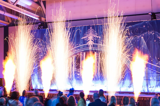 Waterfall fireworks at an event
